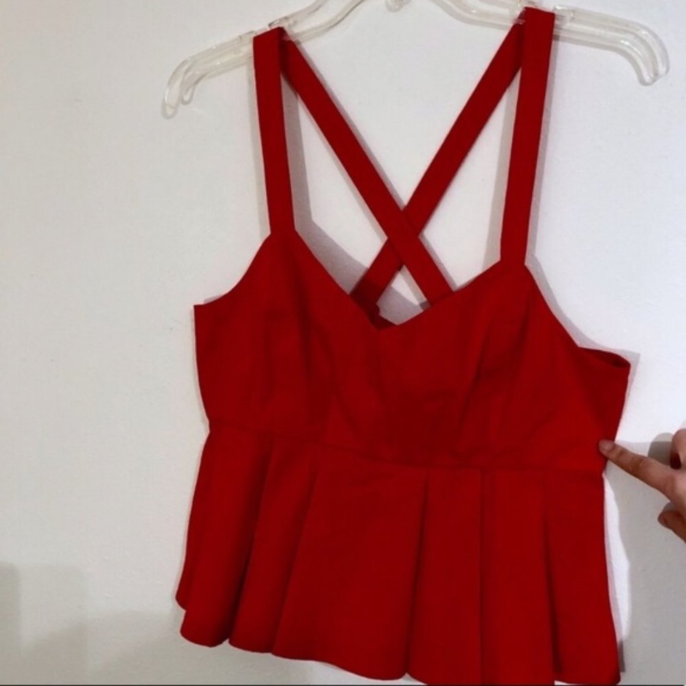 1.State Peplum Red RIVIERA FLAME Tank Large - Picture 5 of 6